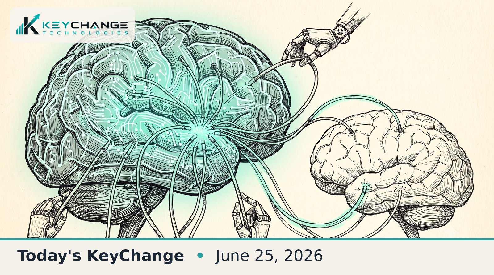 Pen-and-ink editorial illustration of a glowing brain being siphoned through tubes by mechanical hands into a smaller copy, depicting an AI model-distillation attack.